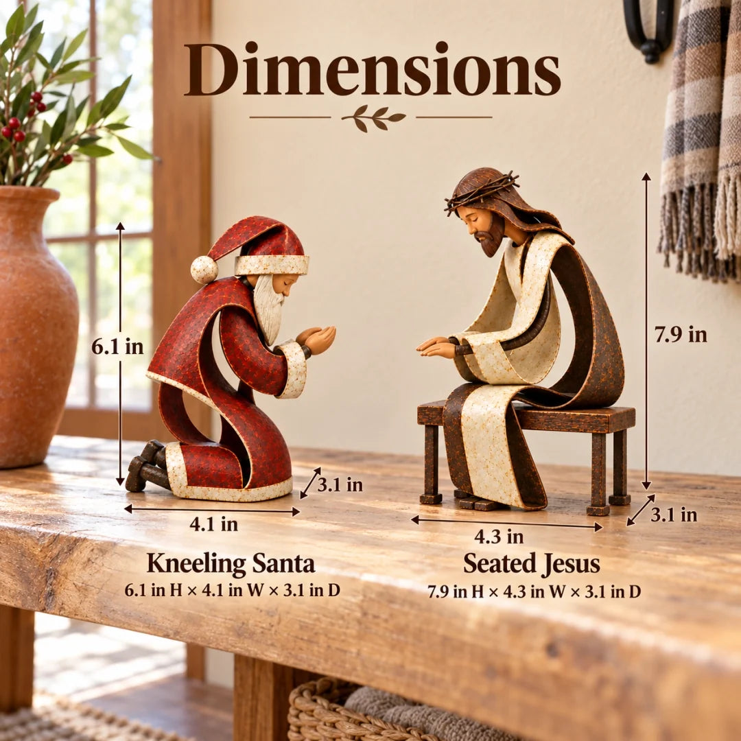 🔥LAST DAY 49% OFF✝️🎅Santa Kneeling Before Jesus Christmas Figurines