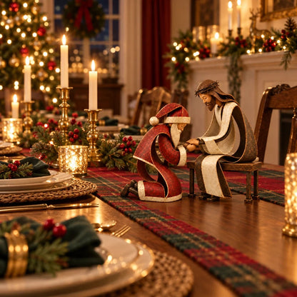 🔥LAST DAY 49% OFF✝️🎅Santa Kneeling Before Jesus Christmas Figurines