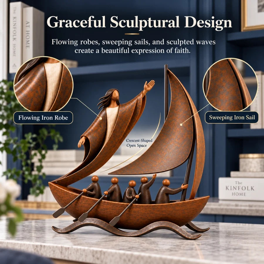 🎁Last Day 49% OFF🔥Peace in the Storm Faith Sailboat Sculpture