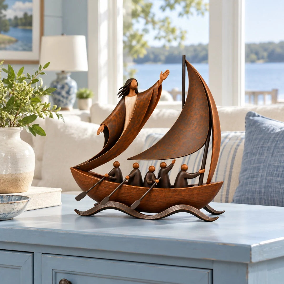 🎁Last Day 49% OFF🔥Peace in the Storm Faith Sailboat Sculpture