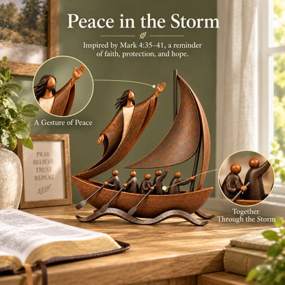 🎁Last Day 49% OFF🔥Peace in the Storm Faith Sailboat Sculpture