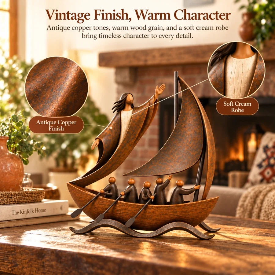 🎁Last Day 49% OFF🔥Peace in the Storm Faith Sailboat Sculpture