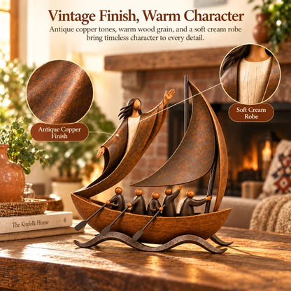 🎁Last Day 49% OFF🔥Peace in the Storm Faith Sailboat Sculpture