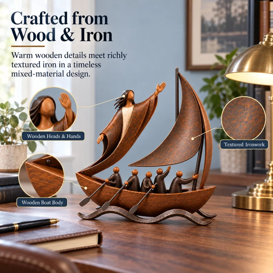 🎁Last Day 49% OFF🔥Peace in the Storm Faith Sailboat Sculpture