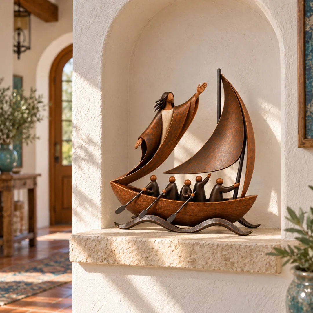 🎁Last Day 49% OFF🔥Peace in the Storm Faith Sailboat Sculpture