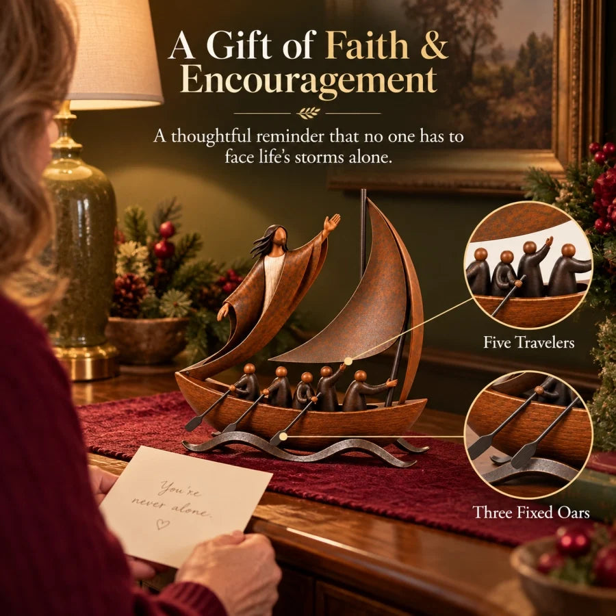 🎁Last Day 49% OFF🔥Peace in the Storm Faith Sailboat Sculpture
