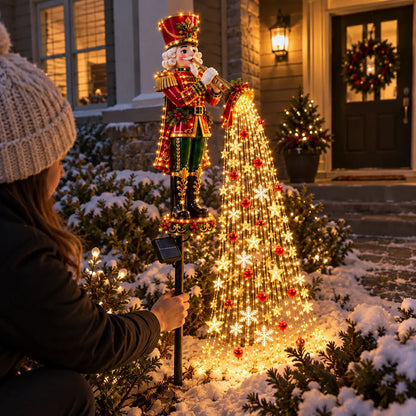 🎄 Weihnachtliche Sternenlichtkaskade – Solarbetriebene LED-Gartenstecker