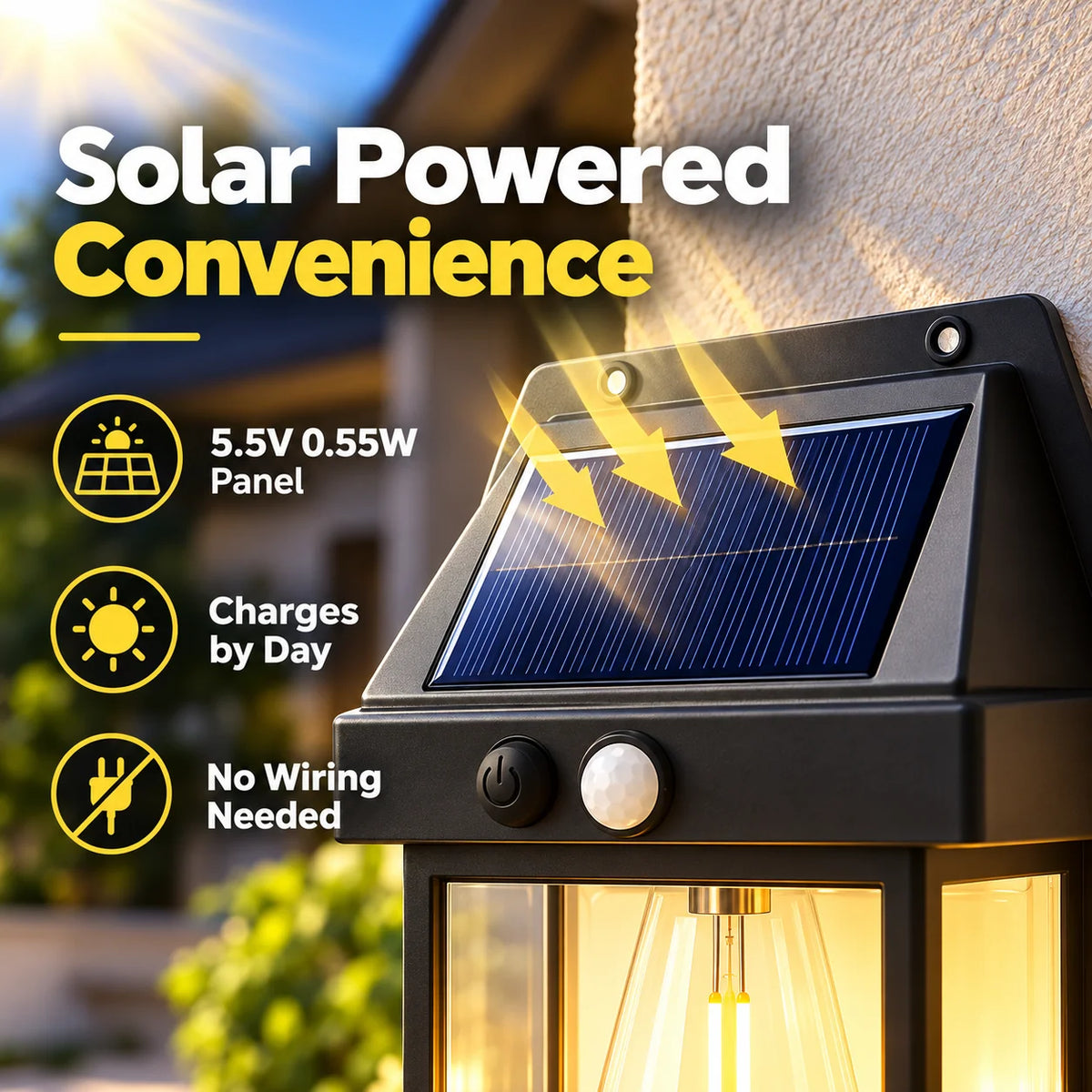 💡🎉 50% OFF! Solar Wall Light with Motion Sensor – Weatherproof, Auto On/Off, Easy Install for Garden & Pathway 🌟