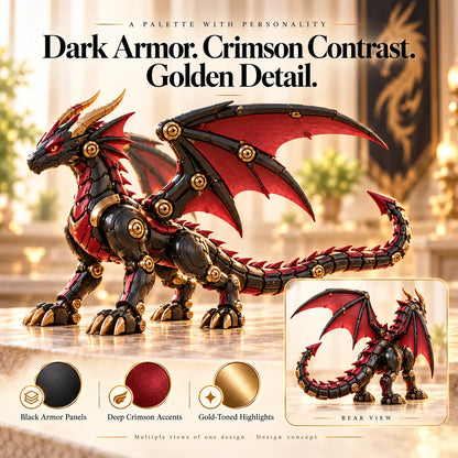 🐉🔥last Day 49% Off - Mechanical Dragon Egg – Black & Crimson Dragon With Folding Wings & Armored Details