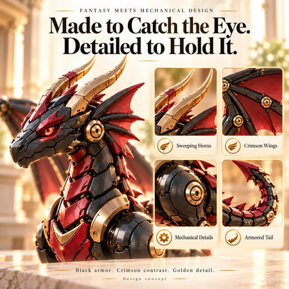 🐉🔥last Day 49% Off - Mechanical Dragon Egg – Black & Crimson Dragon With Folding Wings & Armored Details