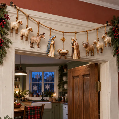 ⏳Last Day 50% OFF - ✝️🎄Handcrafted Wooden Nativity Garland(📦Buy 2 Free Shipping)