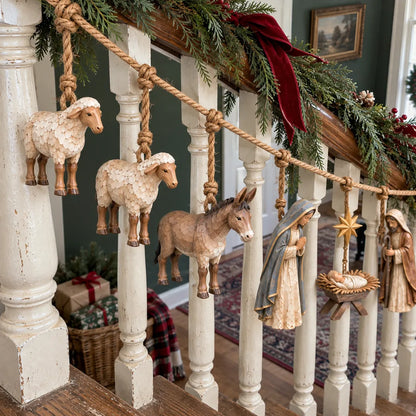 ⏳Last Day 50% OFF - ✝️🎄Handcrafted Wooden Nativity Garland(📦Buy 2 Free Shipping)