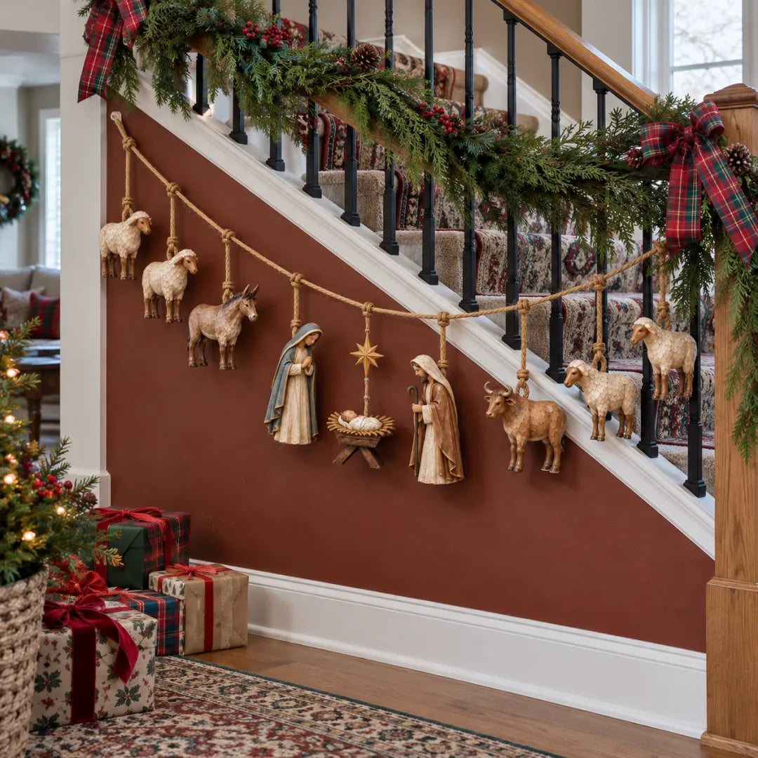 ⏳Last Day 50% OFF - ✝️🎄Handcrafted Wooden Nativity Garland(📦Buy 2 Free Shipping)