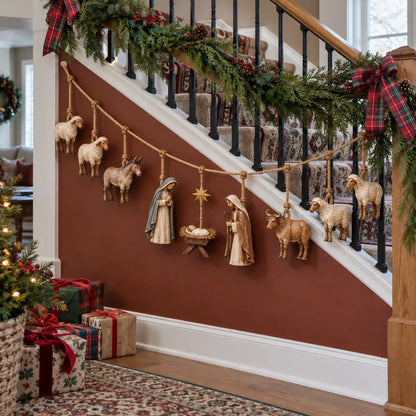 ⏳Last Day 50% OFF - ✝️🎄Handcrafted Wooden Nativity Garland(📦Buy 2 Free Shipping)