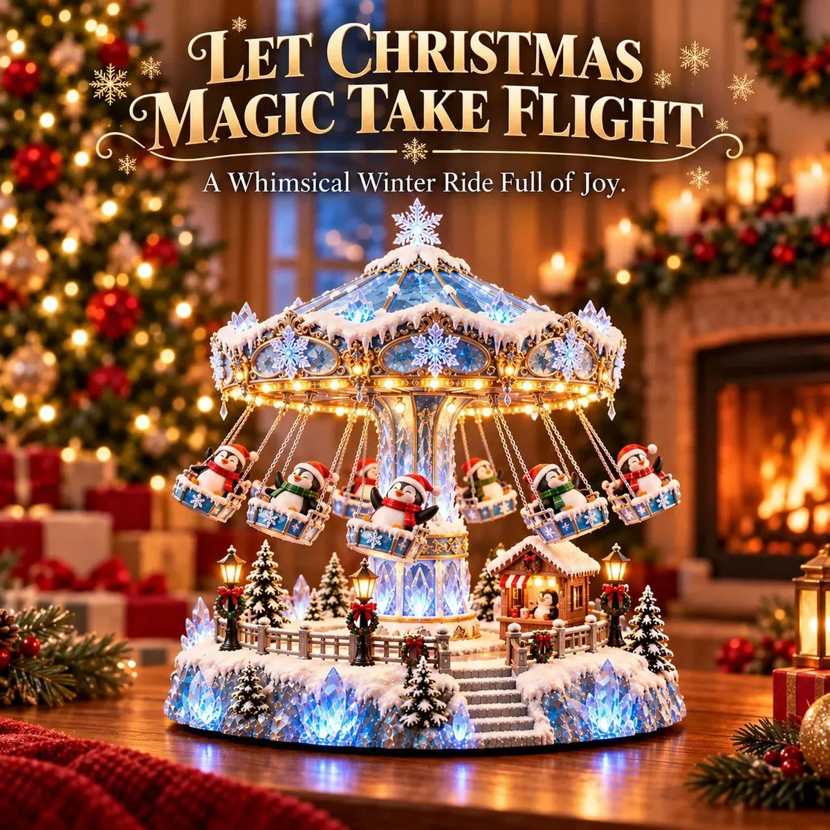 🔥 Christmas Sale 50% OFF! 🔥🐧 Penguin Christmas Carousel – Rotating Winter Light Display