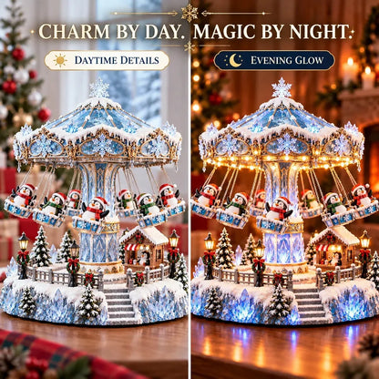 🎄 Christmas Sale 50% OFF! 🐧 Penguin Christmas Carousel – Rotating Winter Light Display✨