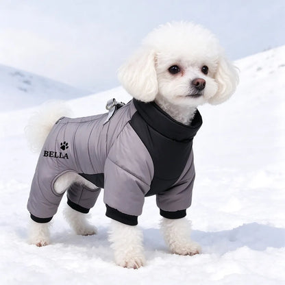 Personalized Pet Winter Warm Windproof Fleece-Lined Cotton Coat Jacket with name