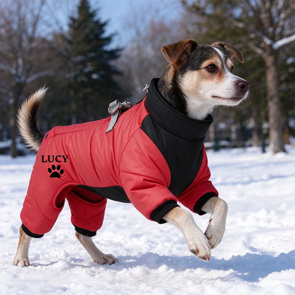 Personalized Pet Winter Warm Windproof Fleece-Lined Cotton Coat Jacket with name