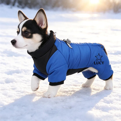 Personalized Pet Winter Warm Windproof Fleece-Lined Cotton Coat Jacket with name