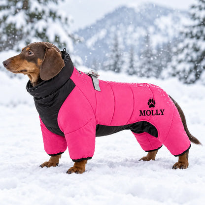Personalized Pet Winter Warm Windproof Fleece-Lined Cotton Coat Jacket with name