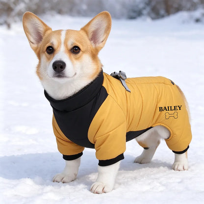 Personalized Pet Winter Warm Windproof Fleece-Lined Cotton Coat Jacket with name