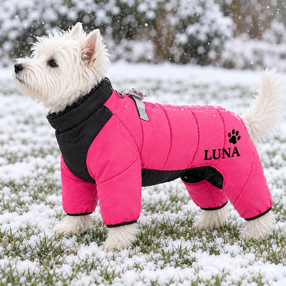 Personalized Pet Winter Warm Windproof Fleece-Lined Cotton Coat Jacket with name