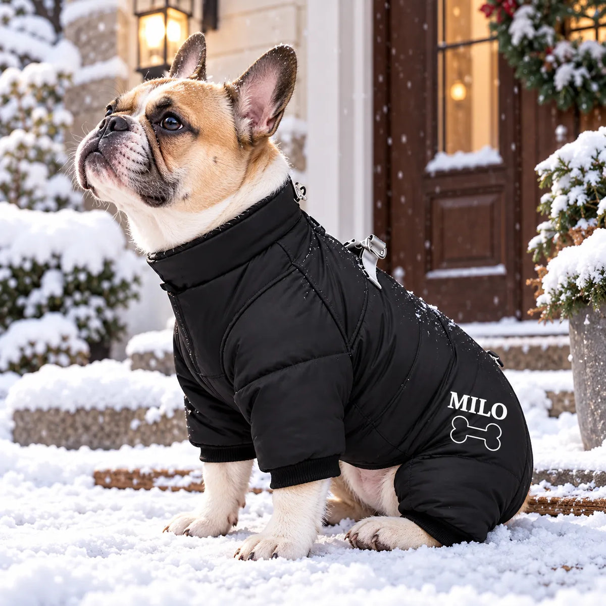 Personalized Pet Winter Warm Windproof Fleece-Lined Cotton Coat Jacket with name