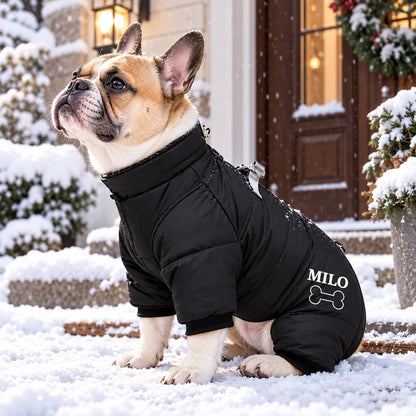Personalized Pet Winter Warm Windproof Fleece-Lined Cotton Coat Jacket with name