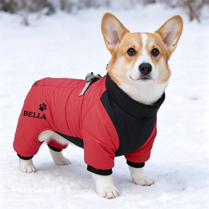 Personalized Pet Winter Warm Windproof Fleece-Lined Cotton Coat Jacket with name