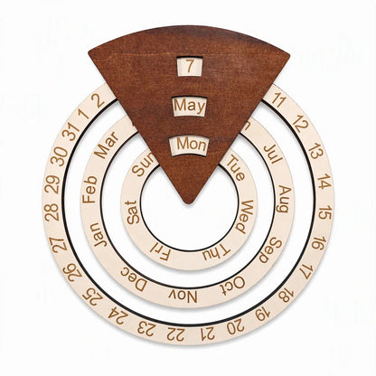 ⏳Time-Limited Special⏰Circular Wooden Rotating Perpetual Calendar Wall Hanging Decoration