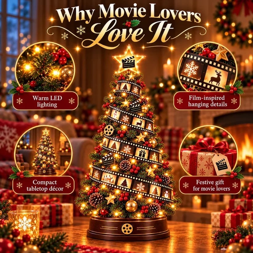 🎬Film Strip Christmas Tree Light – LED Tabletop Christmas Decor for Movie Lovers🎄
