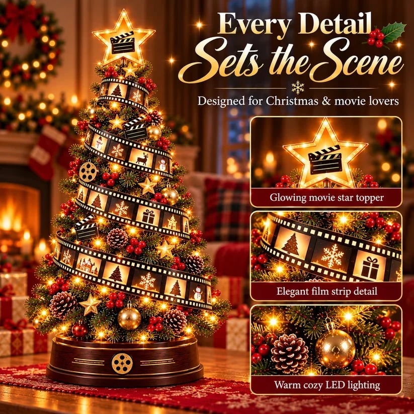 🎬Film Strip Christmas Tree Light – LED Tabletop Christmas Decor for Movie Lovers🎄