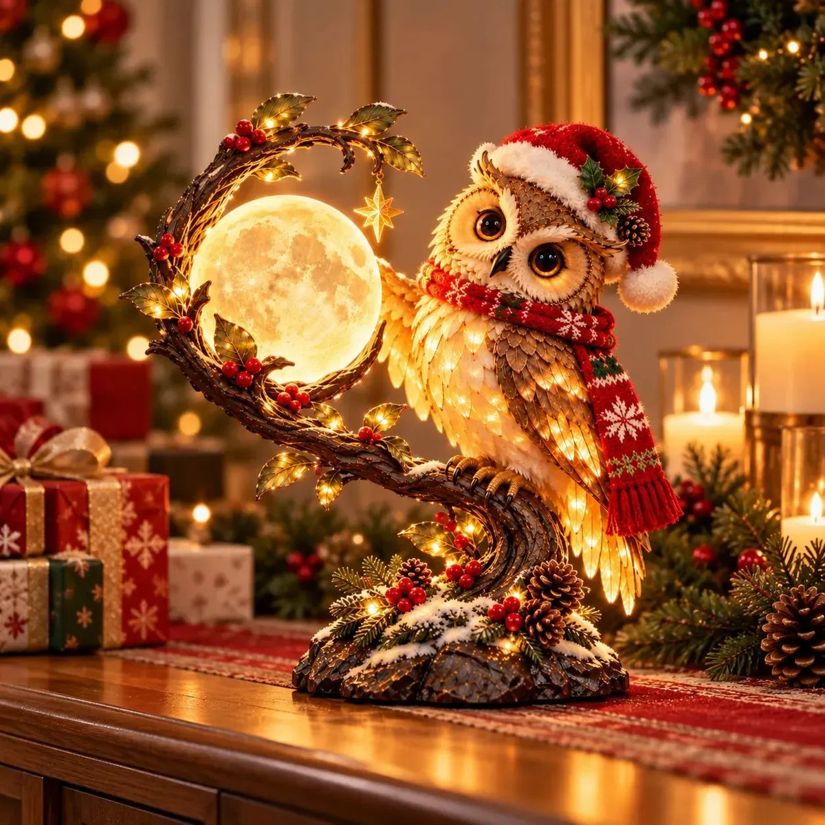 🦉🌙 Moonkeeper Owl™ – Glowing Moon Christmas Owl with Warm LED Light 🎄✨