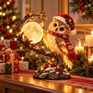 🦉🌙 Moonkeeper Owl™ – Glowing Moon Christmas Owl with Warm LED Light 🎄✨