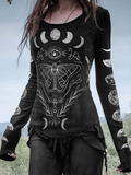 Women's Mysterious Moon Halloween Print Top