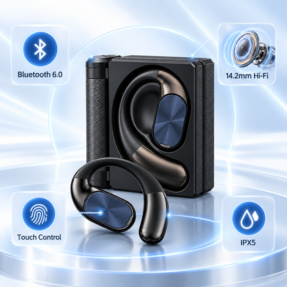 🎧 Open-Ear Wireless Ear-Hook Headphones with Bluetooth 6.0 & Hi-Fi Sound ⚡🎶