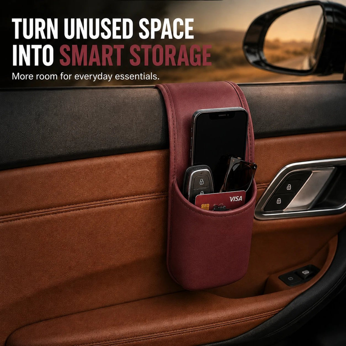 ⚡50% OFF⚡-Leather Car Door Storage Pocket | Double-Layer Car Door Organizer