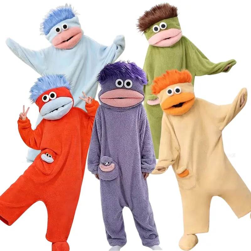 Big Mouth Monster Onesie Pajamas with Large Comb – Oversized Plush Fleece Hooded One Piece for Sleep & Party