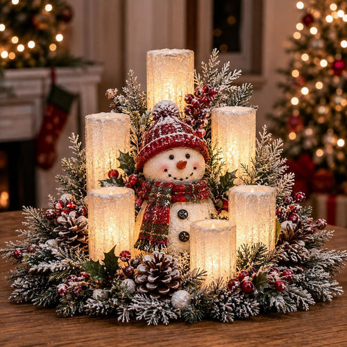 🎄✨ Christmas Glowing Centerpiece with Flameless Candle 🕯️