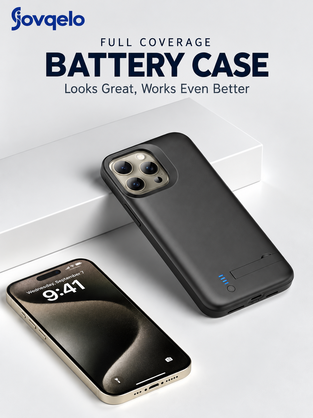 Jovqelo™ 5000mAh Battery Case for iPhone – Rechargeable Charging Case with Built-in Power Bank & LED Battery Indicator**