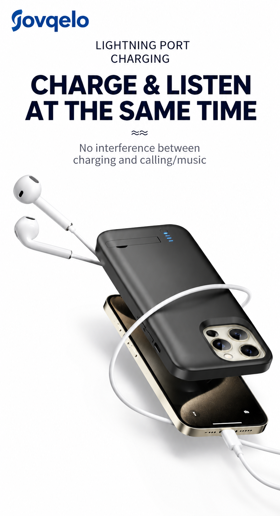 Jovqelo™ 5000mAh Battery Case for iPhone – Rechargeable Charging Case with Built-in Power Bank & LED Battery Indicator**