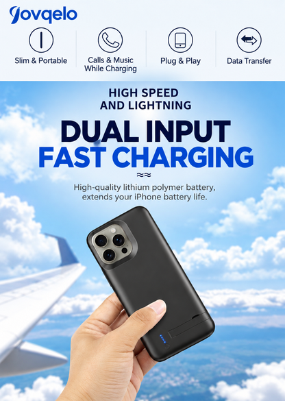 Jovqelo™ 5000mAh Battery Case for iPhone – Rechargeable Charging Case with Built-in Power Bank & LED Battery Indicator**