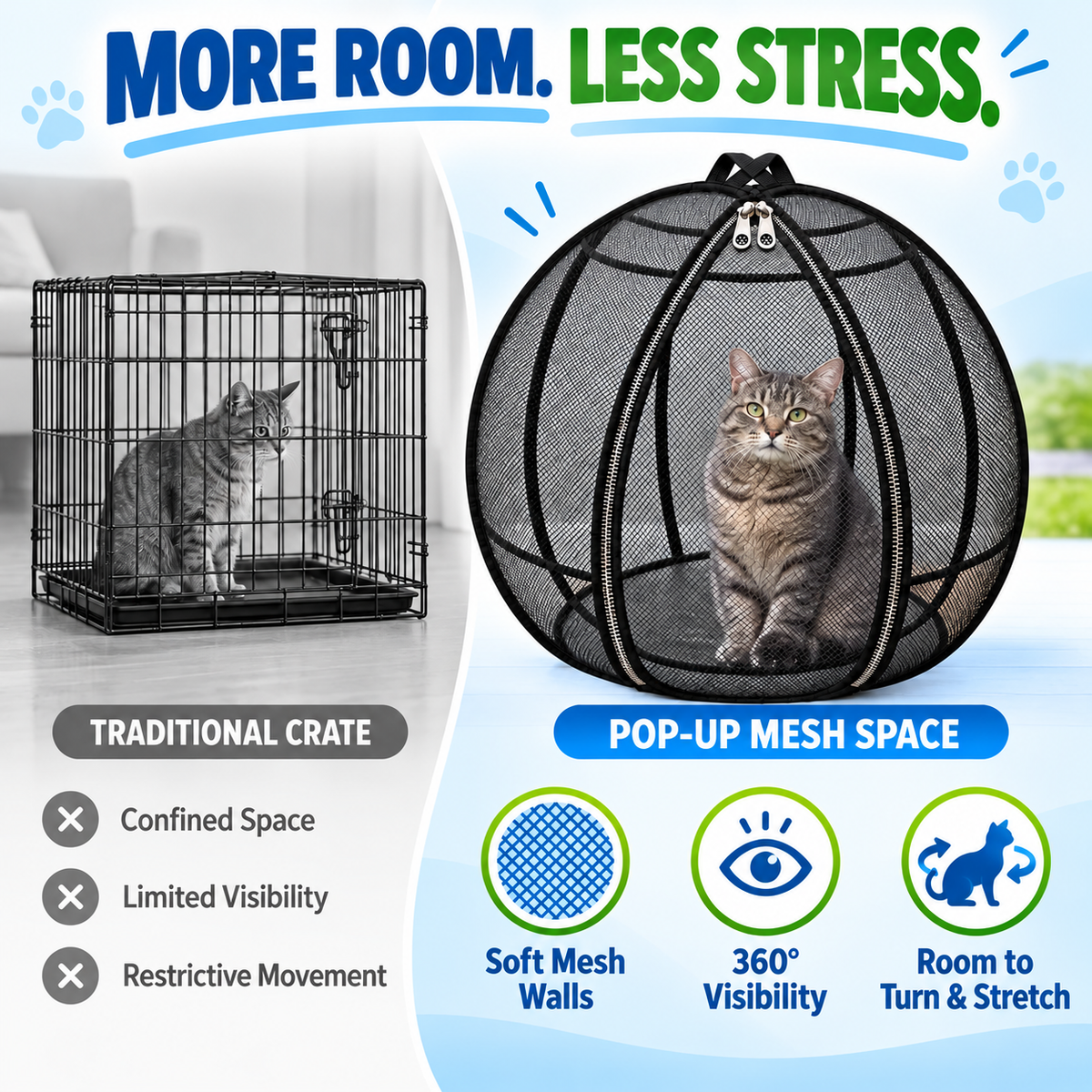 🐱🌿 FreshAir Cat Haven™ – Pop-Up Mesh Playpen
