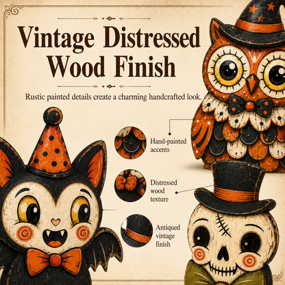 👻🔥Vintage Halloween Wooden Character Tabletop Deco