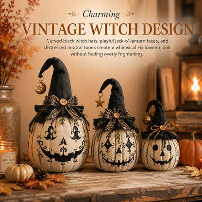 Vintage Witch Pumpkin Trio