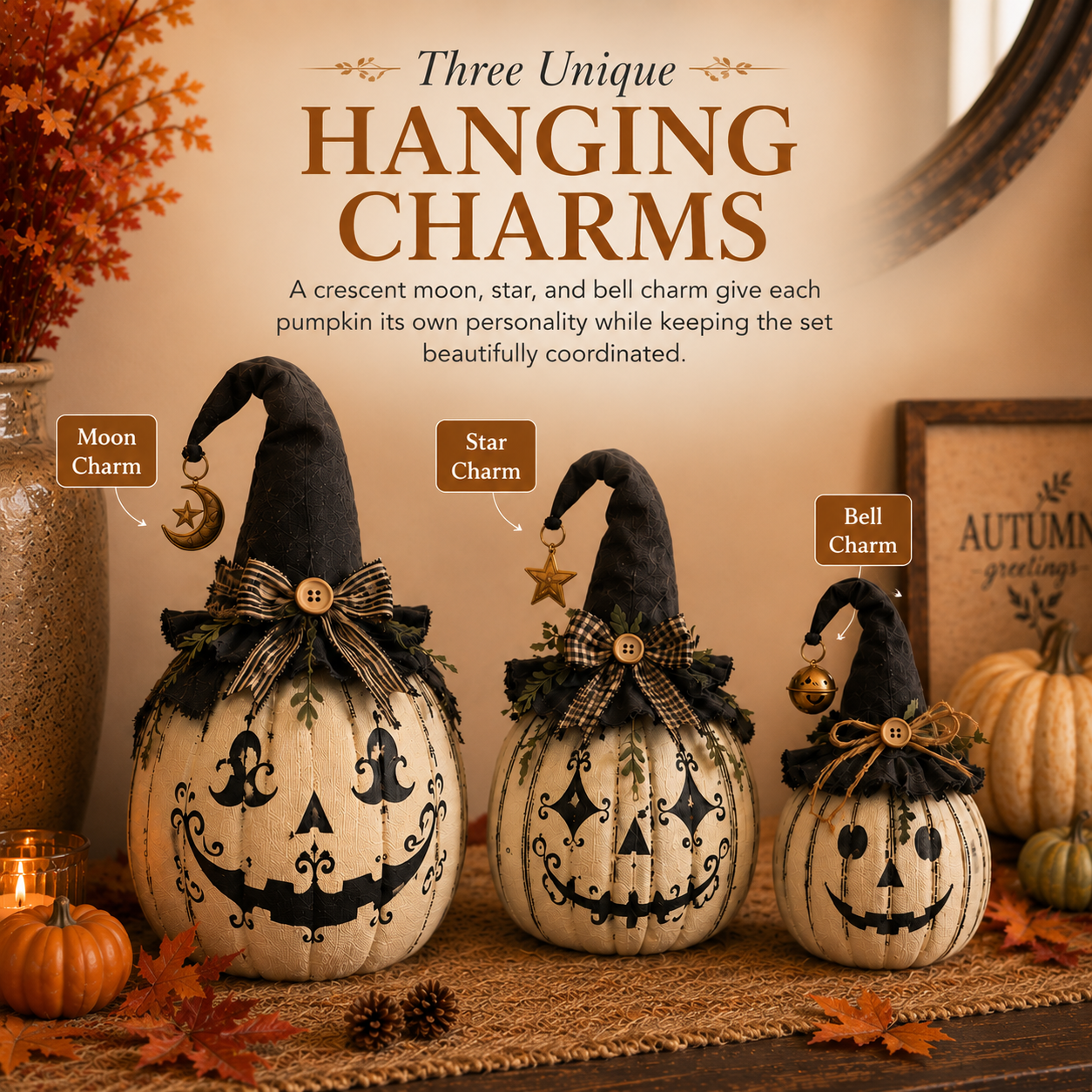 Vintage Witch Pumpkin Trio