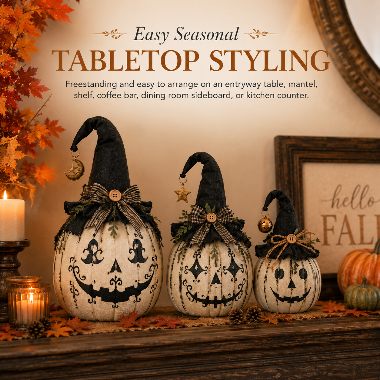 Vintage Witch Pumpkin Trio