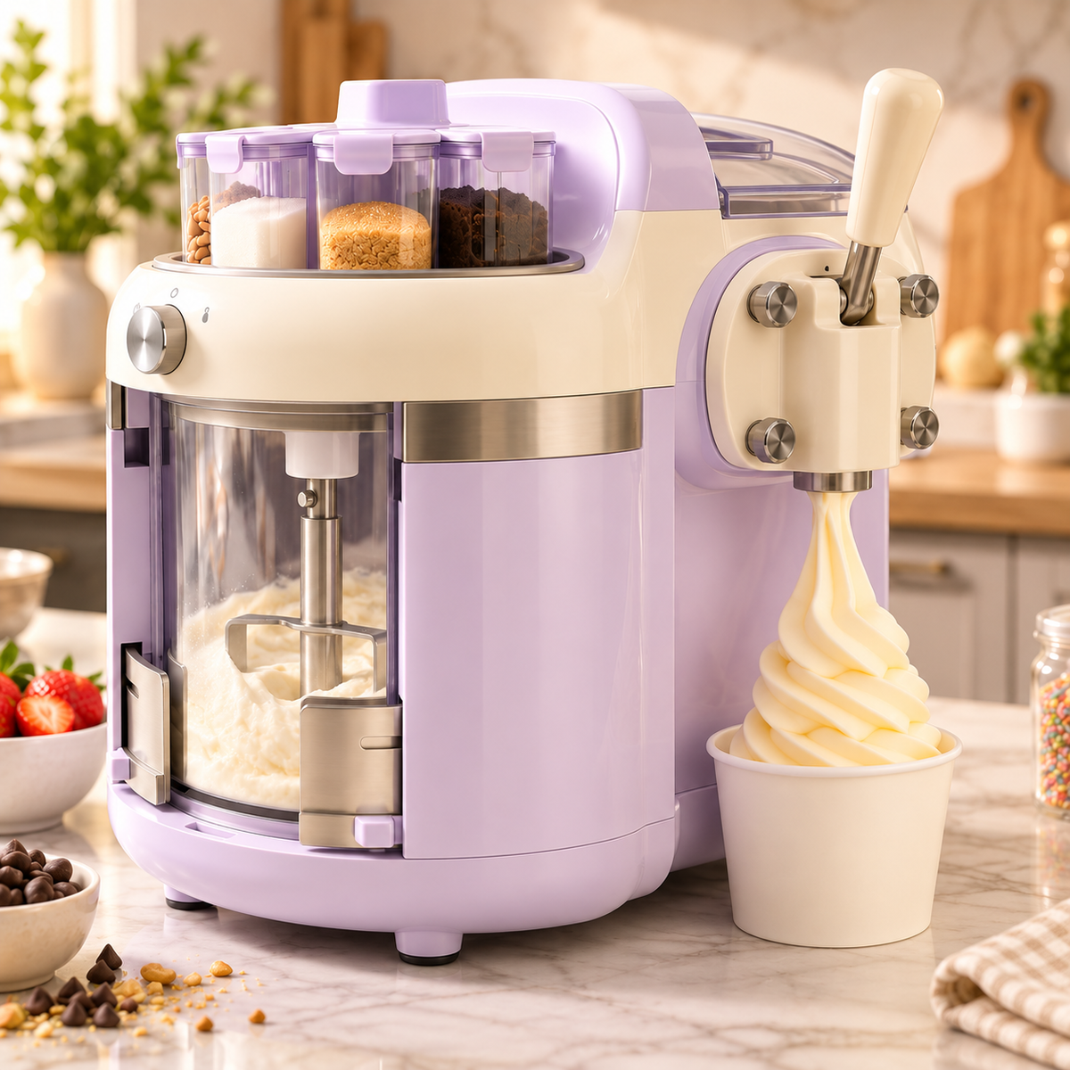 🍦✨ Smart DIY Flavor Soft Serve Ice Cream Maker – Auto Freezing, Mix-Ins & Custom Dessert Station 🎨
