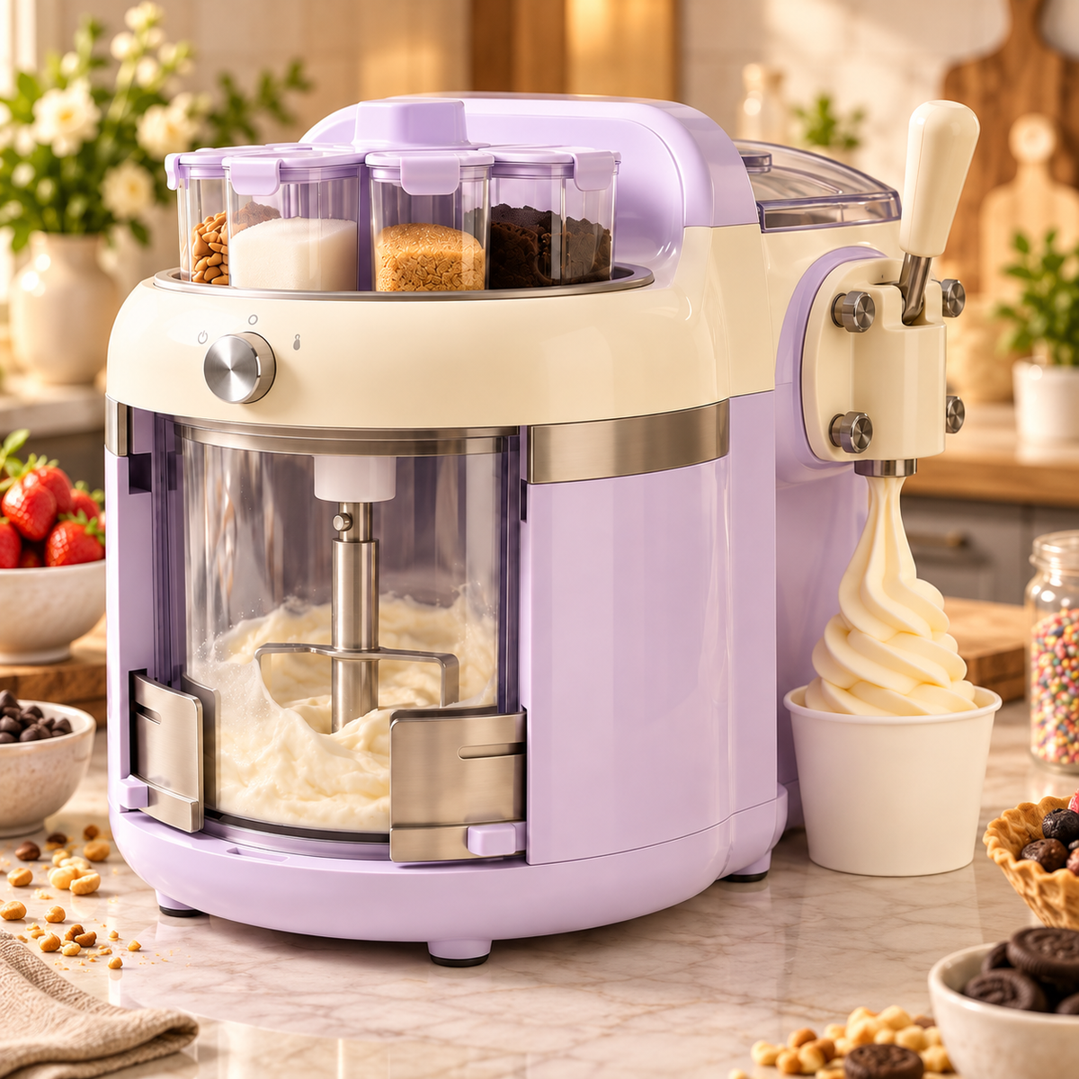 🍦✨ Smart DIY Flavor Soft Serve Ice Cream Maker – Auto Freezing, Mix-Ins & Custom Dessert Station 🎨