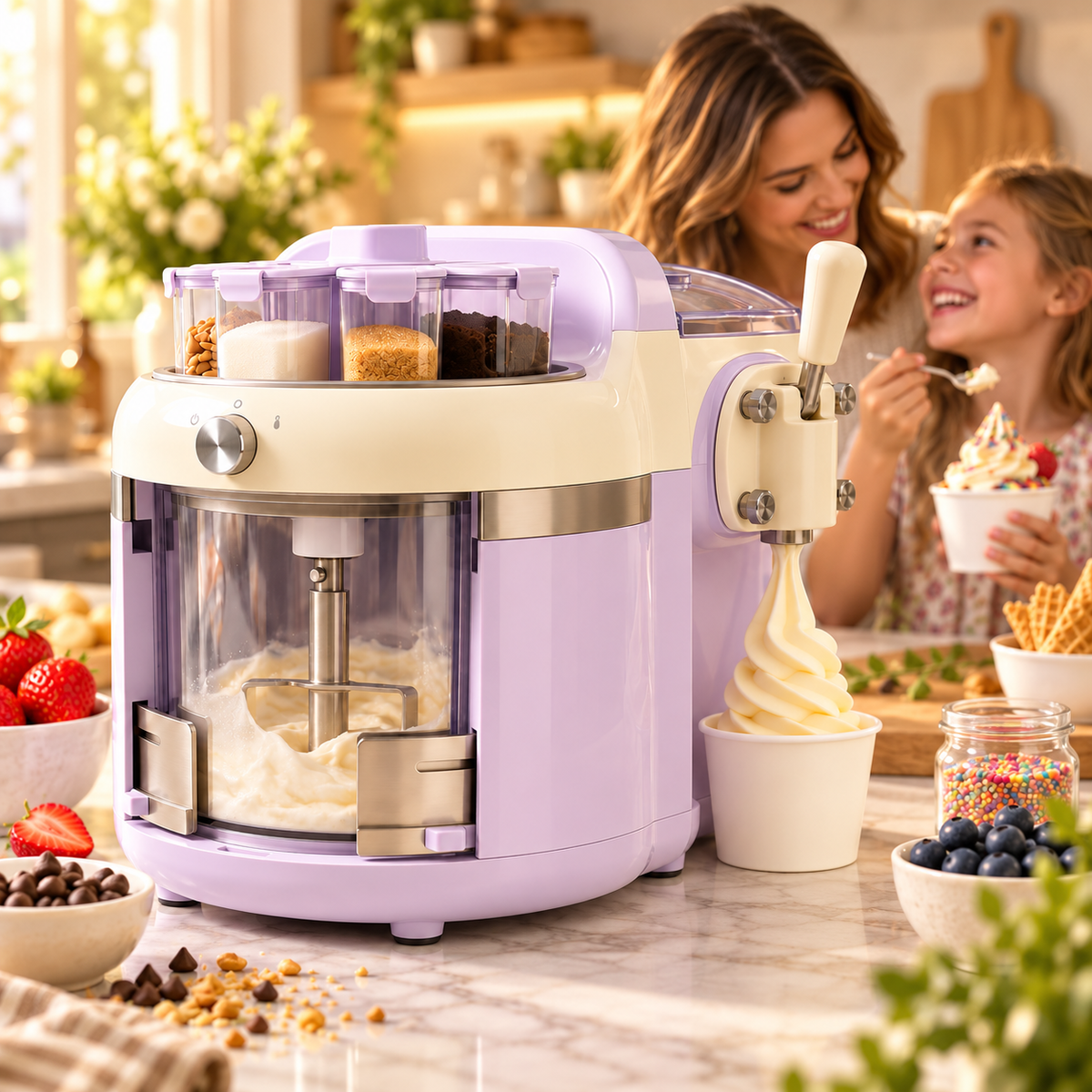 🍦✨ Smart DIY Flavor Soft Serve Ice Cream Maker – Auto Freezing, Mix-Ins & Custom Dessert Station 🎨